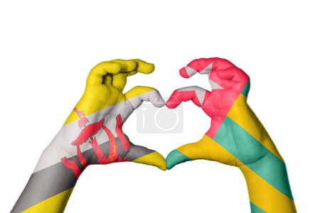 Photo for Brunei Togo Heart, Hand gesture making heart, Clipping Path - Royalty Free Image