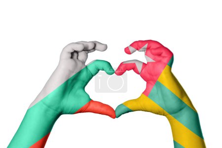 Photo for Bulgaria Togo Heart, Hand gesture making heart, Clipping Path - Royalty Free Image