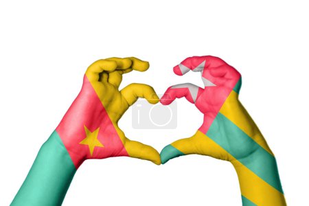 Photo for Cameroon Togo Heart, Hand gesture making heart, Clipping Path - Royalty Free Image