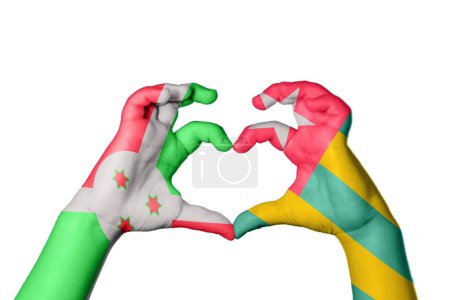 Photo for Burundi Togo Heart, Hand gesture making heart, Clipping Path - Royalty Free Image