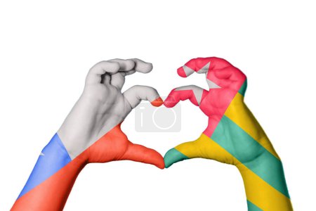 Photo for Chile Togo Heart, Hand gesture making heart, Clipping Path - Royalty Free Image