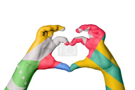Photo for Comoros Togo Heart, Hand gesture making heart, Clipping Path - Royalty Free Image
