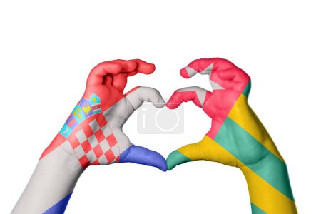 Photo for Croatia Togo Heart, Hand gesture making heart, Clipping Path - Royalty Free Image