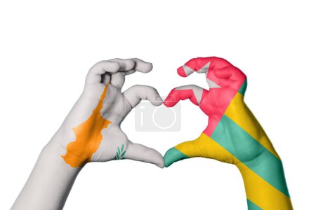 Photo for Cyprus Togo Heart, Hand gesture making heart, Clipping Path - Royalty Free Image