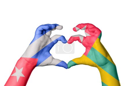 Photo for Cuba Togo Heart, Hand gesture making heart, Clipping Path - Royalty Free Image