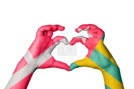 Photo for Denmark Togo Heart, Hand gesture making heart, Clipping Path - Royalty Free Image