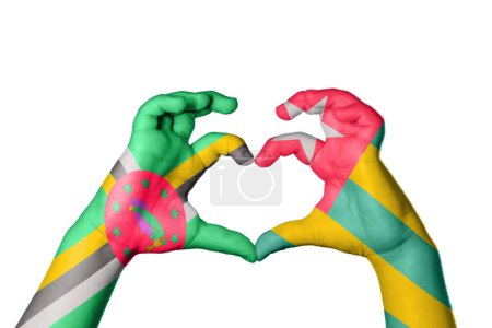 Photo for Dominica Togo Heart, Hand gesture making heart, Clipping Path - Royalty Free Image