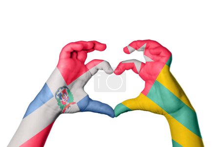 Photo for Dominican Republic Togo Heart, Hand gesture making heart, Clipping Path - Royalty Free Image