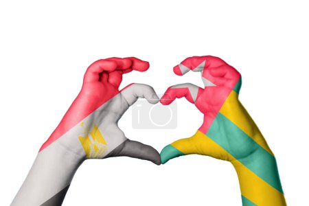 Photo for Egypt Togo Heart, Hand gesture making heart, Clipping Path - Royalty Free Image