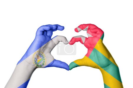 Photo for El Salvador Togo Heart, Hand gesture making heart, Clipping Path - Royalty Free Image