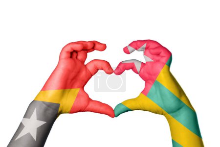 Photo for East Timor Togo Heart, Hand gesture making heart, Clipping Path - Royalty Free Image