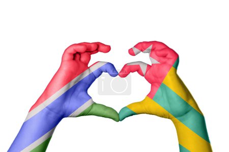 Photo for Gambia Togo Heart, Hand gesture making heart, Clipping Path - Royalty Free Image