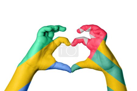 Photo for Gabon Togo Heart, Hand gesture making heart, Clipping Path - Royalty Free Image