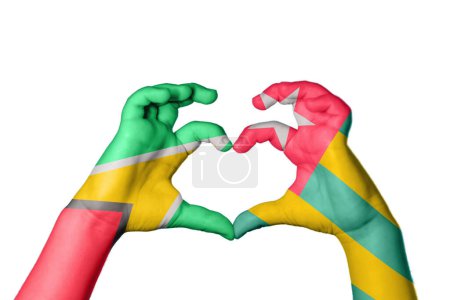 Photo for Guyana Togo Heart, Hand gesture making heart, Clipping Path - Royalty Free Image