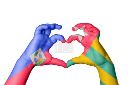 Photo for Haiti Togo Heart, Hand gesture making heart, Clipping Path - Royalty Free Image