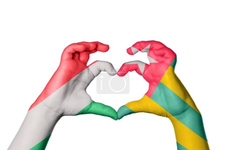 Photo for Hungary Togo Heart, Hand gesture making heart, Clipping Path - Royalty Free Image