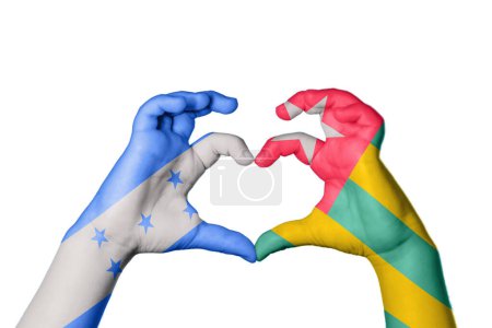Photo for Honduras Togo Heart, Hand gesture making heart, Clipping Path - Royalty Free Image