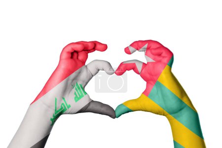 Photo for Iraq Togo Heart, Hand gesture making heart, Clipping Path - Royalty Free Image