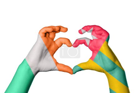 Photo for Ireland Togo Heart, Hand gesture making heart, Clipping Path - Royalty Free Image
