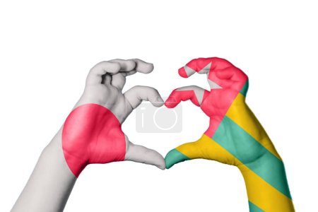 Photo for Japan Togo Heart, Hand gesture making heart, Clipping Path - Royalty Free Image
