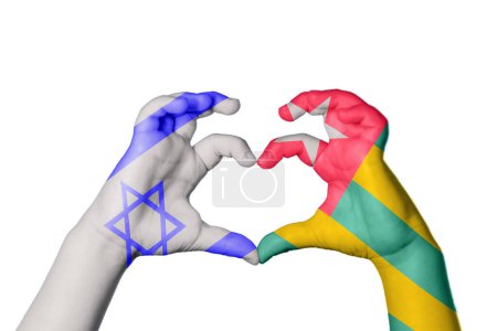 Photo for Israel Togo Heart, Hand gesture making heart, Clipping Path - Royalty Free Image