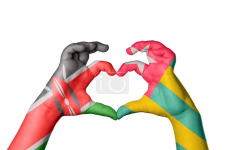 Photo for Kenya Togo Heart, Hand gesture making heart, Clipping Path - Royalty Free Image