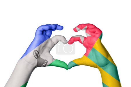 Photo for Lesotho Togo Heart, Hand gesture making heart, Clipping Path - Royalty Free Image