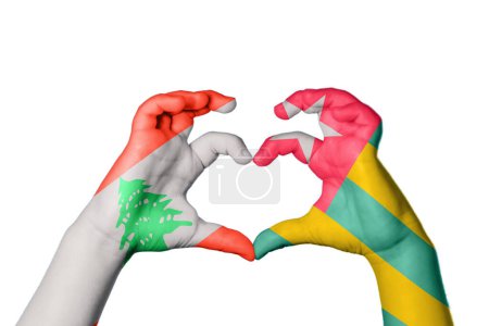 Photo for Lebanon Togo Heart, Hand gesture making heart, Clipping Path - Royalty Free Image