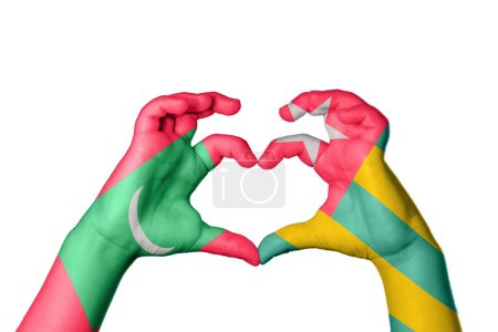 Photo for Maldives Togo Heart, Hand gesture making heart, Clipping Path - Royalty Free Image