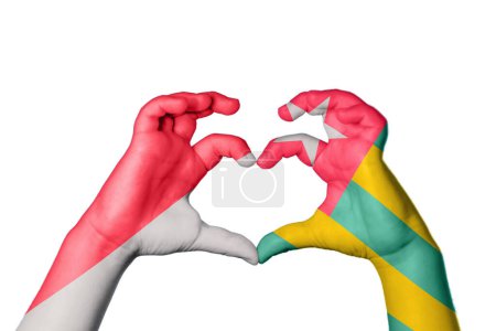 Photo for Monaco Togo Heart, Hand gesture making heart, Clipping Path - Royalty Free Image