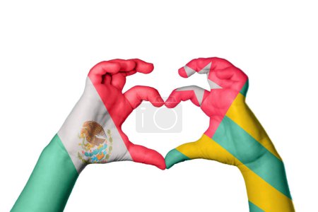 Photo for Mexico Togo Heart, Hand gesture making heart, Clipping Path - Royalty Free Image