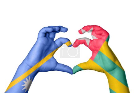 Photo for Nauru Togo Heart, Hand gesture making heart, Clipping Path - Royalty Free Image