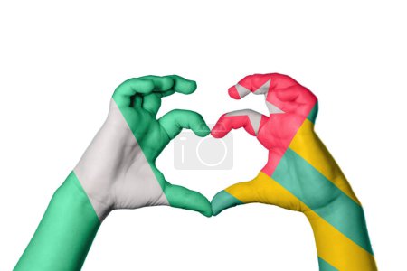 Photo for Nigeria Togo Heart, Hand gesture making heart, Clipping Path - Royalty Free Image