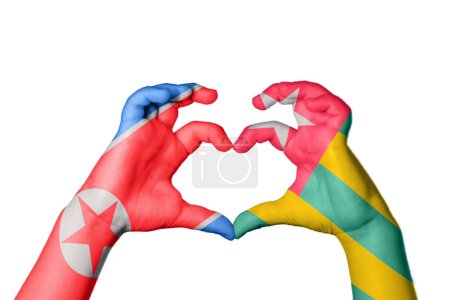 Photo for North Korea Togo Heart, Hand gesture making heart, Clipping Path - Royalty Free Image