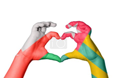 Photo for Oman Togo Heart, Hand gesture making heart, Clipping Path - Royalty Free Image