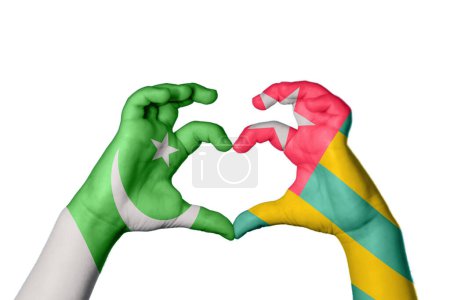 Photo for Pakistan Togo Heart, Hand gesture making heart, Clipping Path - Royalty Free Image