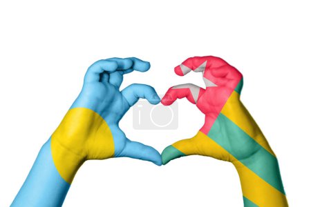 Photo for Palau Togo Heart, Hand gesture making heart, Clipping Path - Royalty Free Image