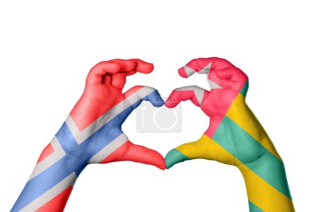 Photo for Norway Togo Heart, Hand gesture making heart, Clipping Path - Royalty Free Image