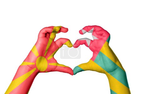 Photo for North Macedonia Togo Heart, Hand gesture making heart, Clipping Path - Royalty Free Image