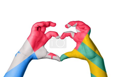 Photo for Panama Togo Heart, Hand gesture making heart, Clipping Path - Royalty Free Image