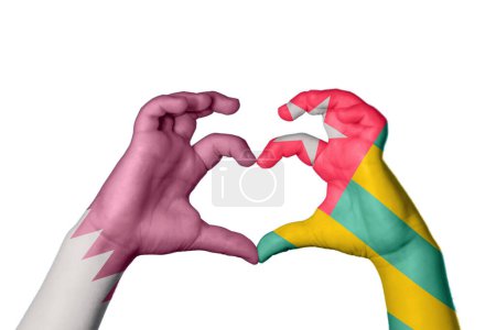 Photo for Qatar Togo Heart, Hand gesture making heart, Clipping Path - Royalty Free Image