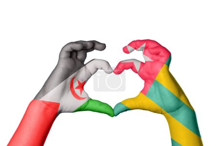 Photo for Sahrawi Arab Democratic Republic Togo Heart, Hand gesture making heart, Clipping Path - Royalty Free Image