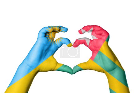 Photo for Rwanda Togo Heart, Hand gesture making heart, Clipping Path - Royalty Free Image