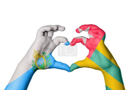 Photo for San Marino Togo Heart, Hand gesture making heart, Clipping Path - Royalty Free Image