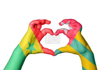 Photo for Senegal Togo Heart, Hand gesture making heart, Clipping Path - Royalty Free Image