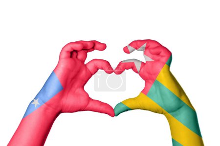 Photo for Samoa Togo Heart, Hand gesture making heart, Clipping Path - Royalty Free Image