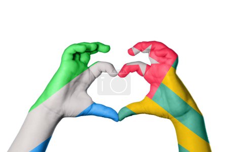Photo for Sierra Leone Togo Heart, Hand gesture making heart, Clipping Path - Royalty Free Image