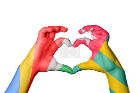 Photo for Seychelles Togo Heart, Hand gesture making heart, Clipping Path - Royalty Free Image
