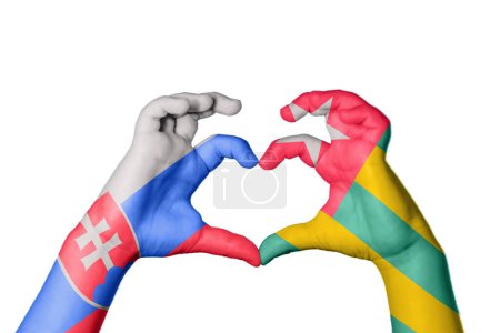Photo for Slovakia Togo Heart, Hand gesture making heart, Clipping Path - Royalty Free Image