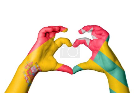 Photo for Spain Togo Heart, Hand gesture making heart, Clipping Path - Royalty Free Image